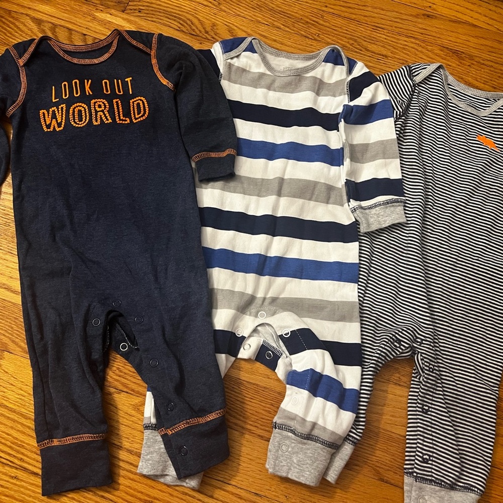 Carter's Navy and Blue Striped Footies Set